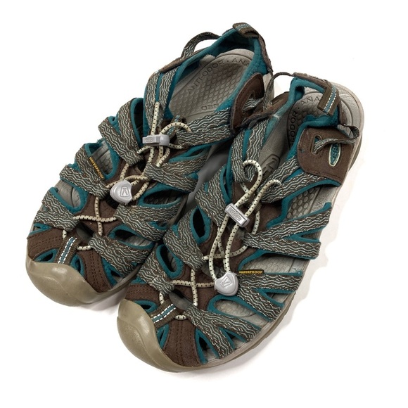 Keen | Whisper Brown/Teal Waterproof Sandals Size 9 Washable - Picture 1 of 8